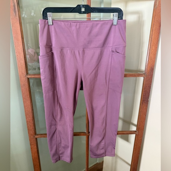 RBX Pants - RBX 7/8 Length Mauve Activewear Leggings Side Pockets Size XL Yoga Workout